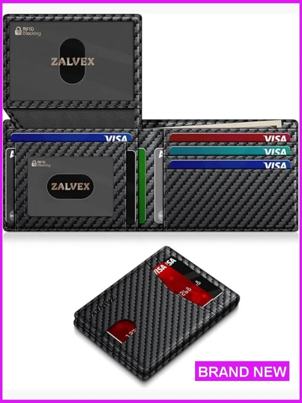 Slim RFID Blocking Leather Wallet Minimalist Bifold Card Holder Gift